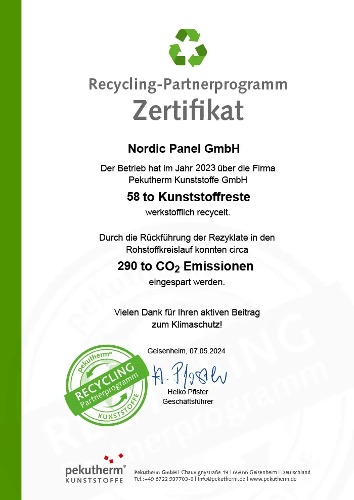 Recycling Zertifikat 2024